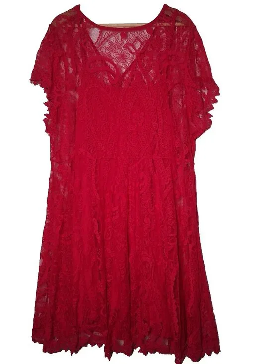 Torrid Size 4 Dress Plus Size 4X Hot Pink Lace Tank Dress Lining Barbiecore - Picture 5 of 14